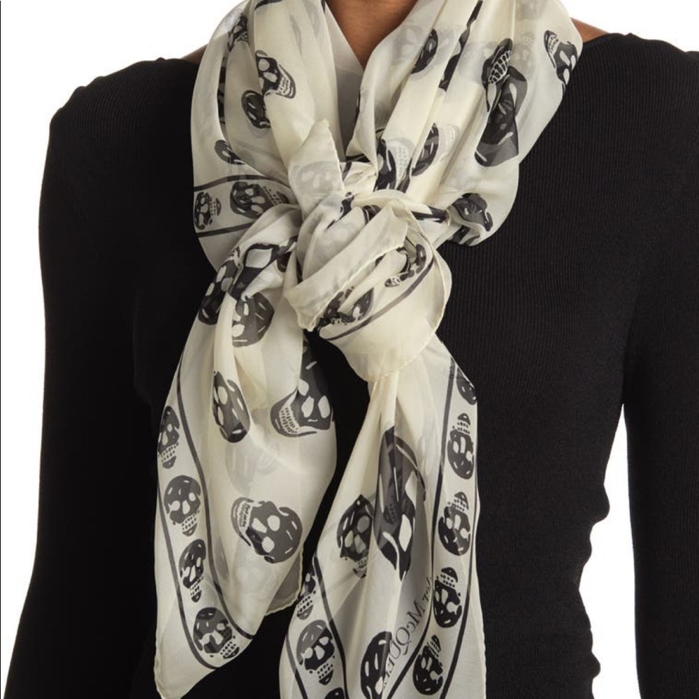 Alexander McQueen Silk Chiffon Skull Scarf